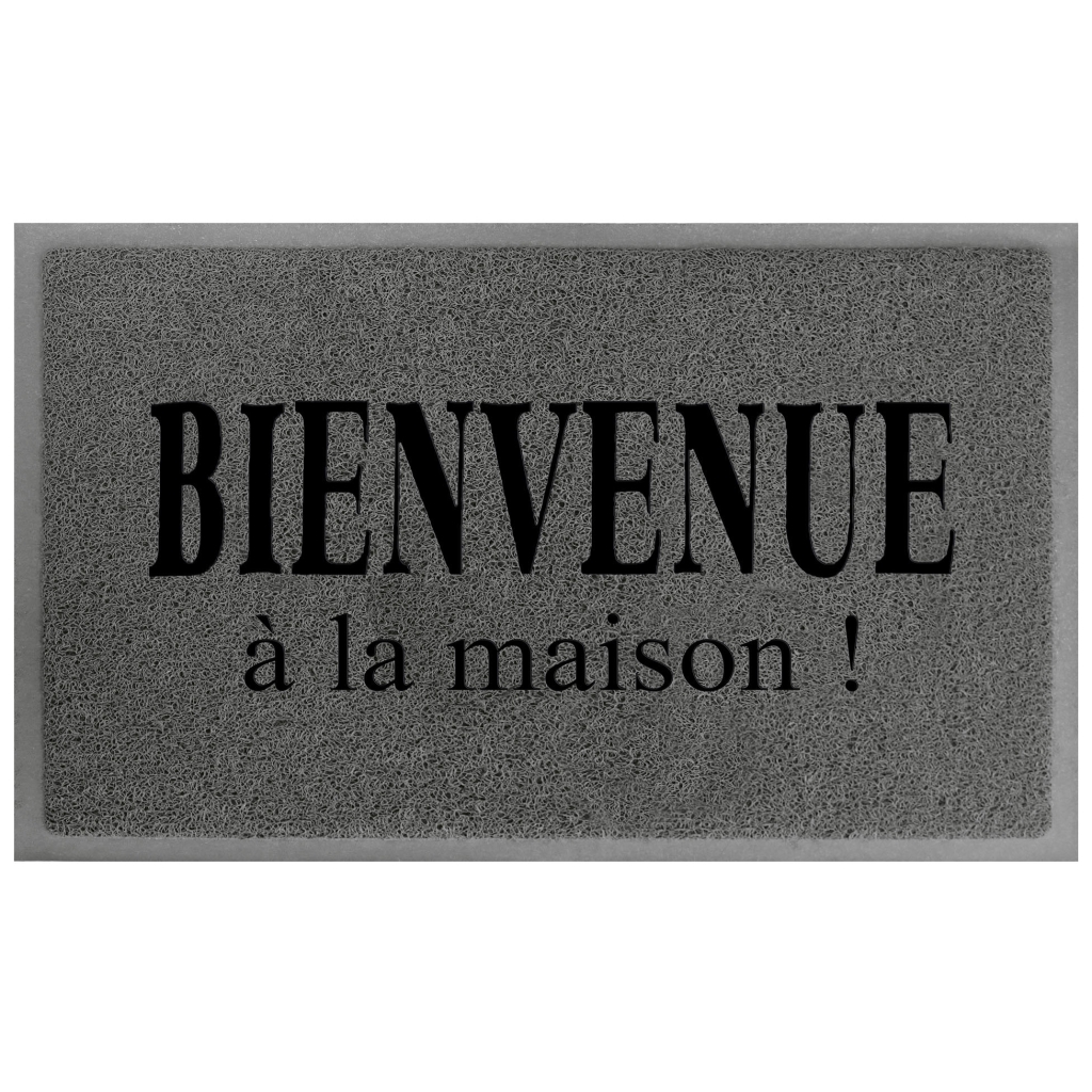 Tapis d'entree rectangle 45 x 75 cm pvc maison Gris/Noir