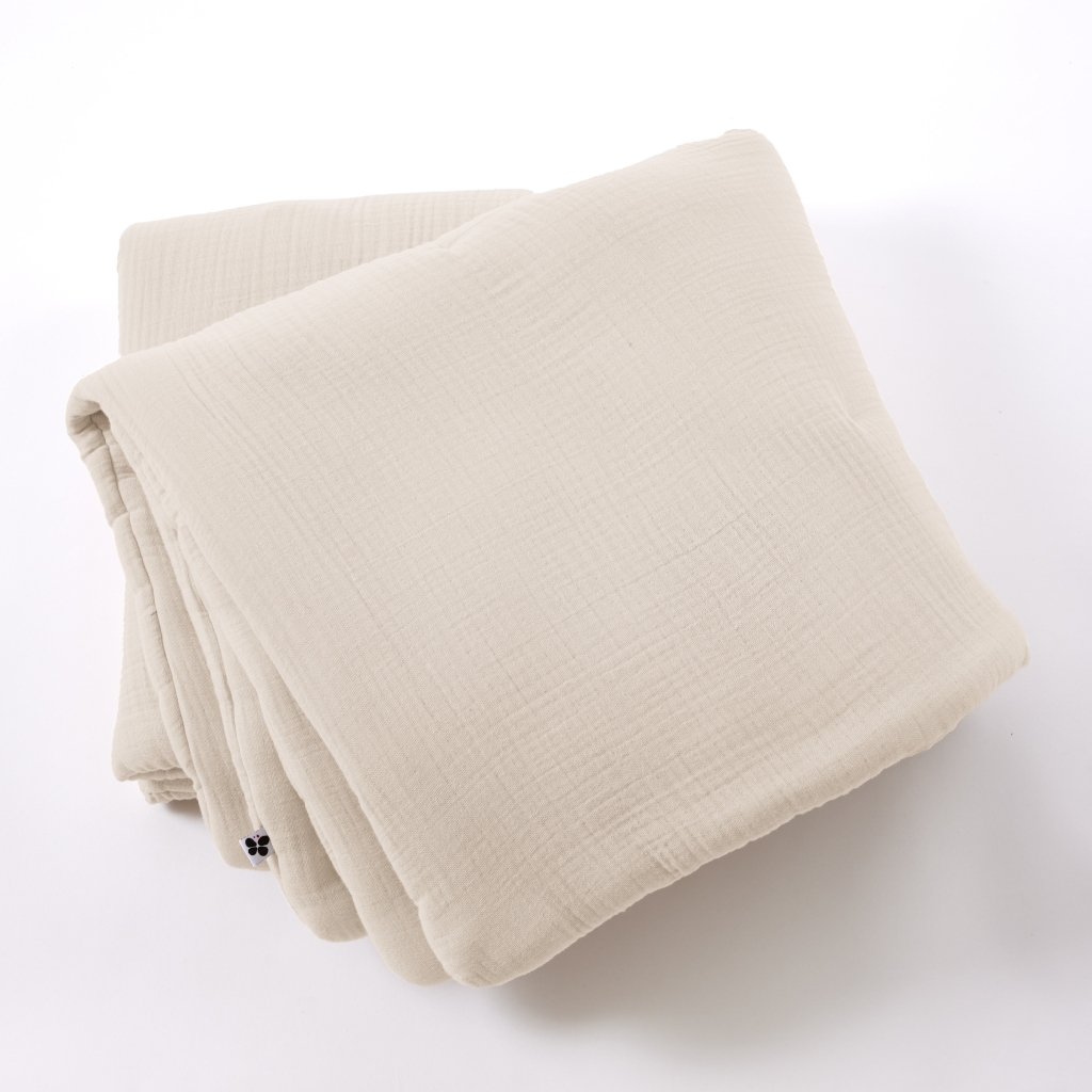 Bout de lit 90 x 220 cm Quadruple Gaze de Coton Matelassé BELLA Ficelle