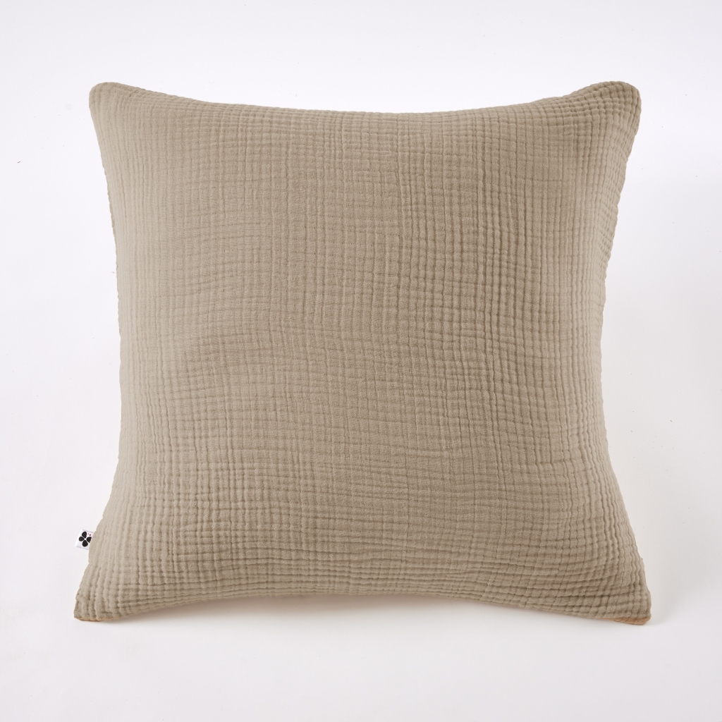 Taie d'Oreiller 60 x 60 cm Quadruple Gaze de Coton 220 g/m² Bella Ficelle