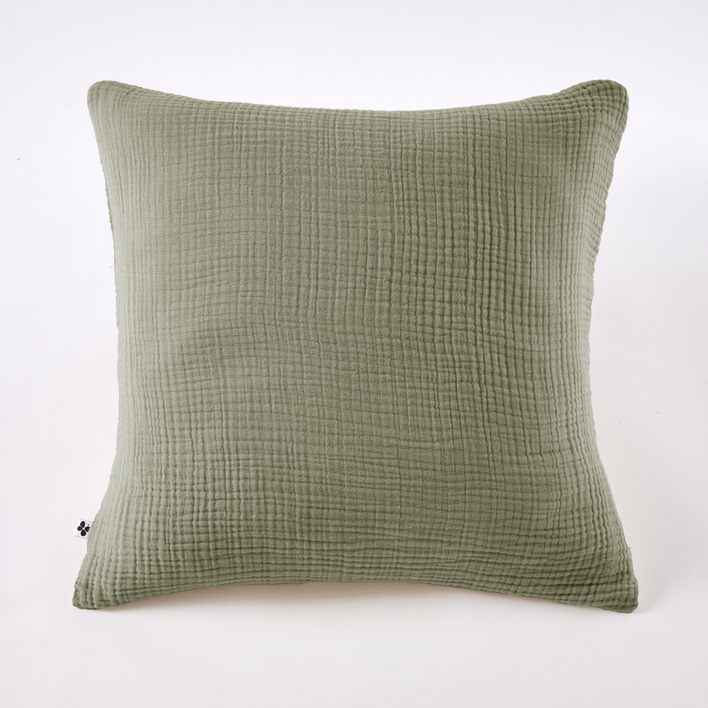 Taie d'Oreiller 60 x 60 cm Quadruple Gaze de Coton 220 g/m² Bella Romarin
