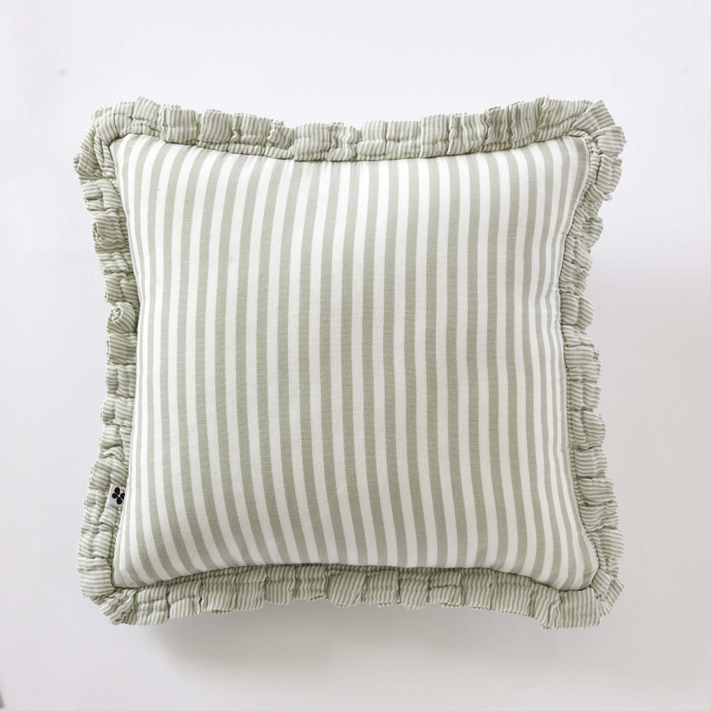 Coussin Déhoussable Gaze de Coton 45 x 45 cm Eucalyptus – LIVIA