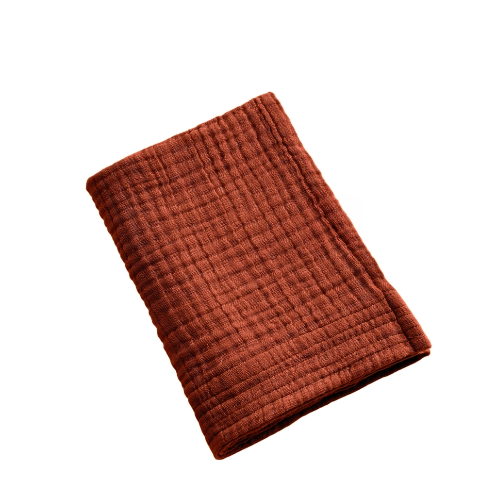 Serviette Invité Gaïa 30 x 50 cm – Gaze de Coton Unie Terracotta