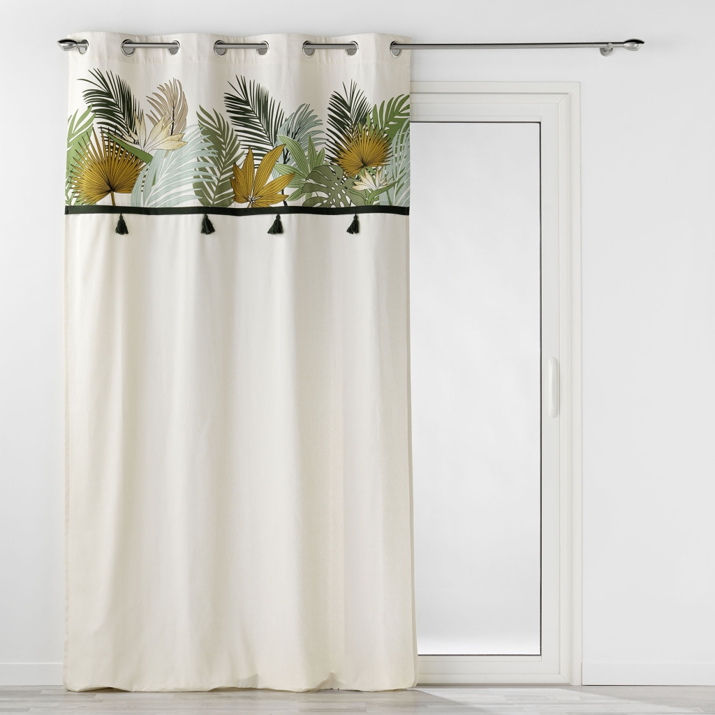  Rideau à œillets 140 x 240 cm – Coton imprimé tropical – Tropilia Naturel
