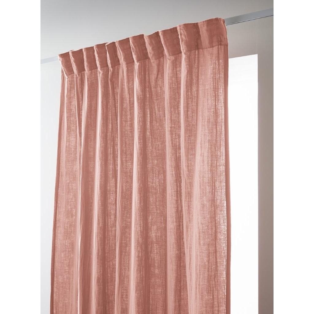 Rideau Galon Fronceur 140 x 240 cm - Double Gaze de Coton - Uni Gaïa Rose Pêche