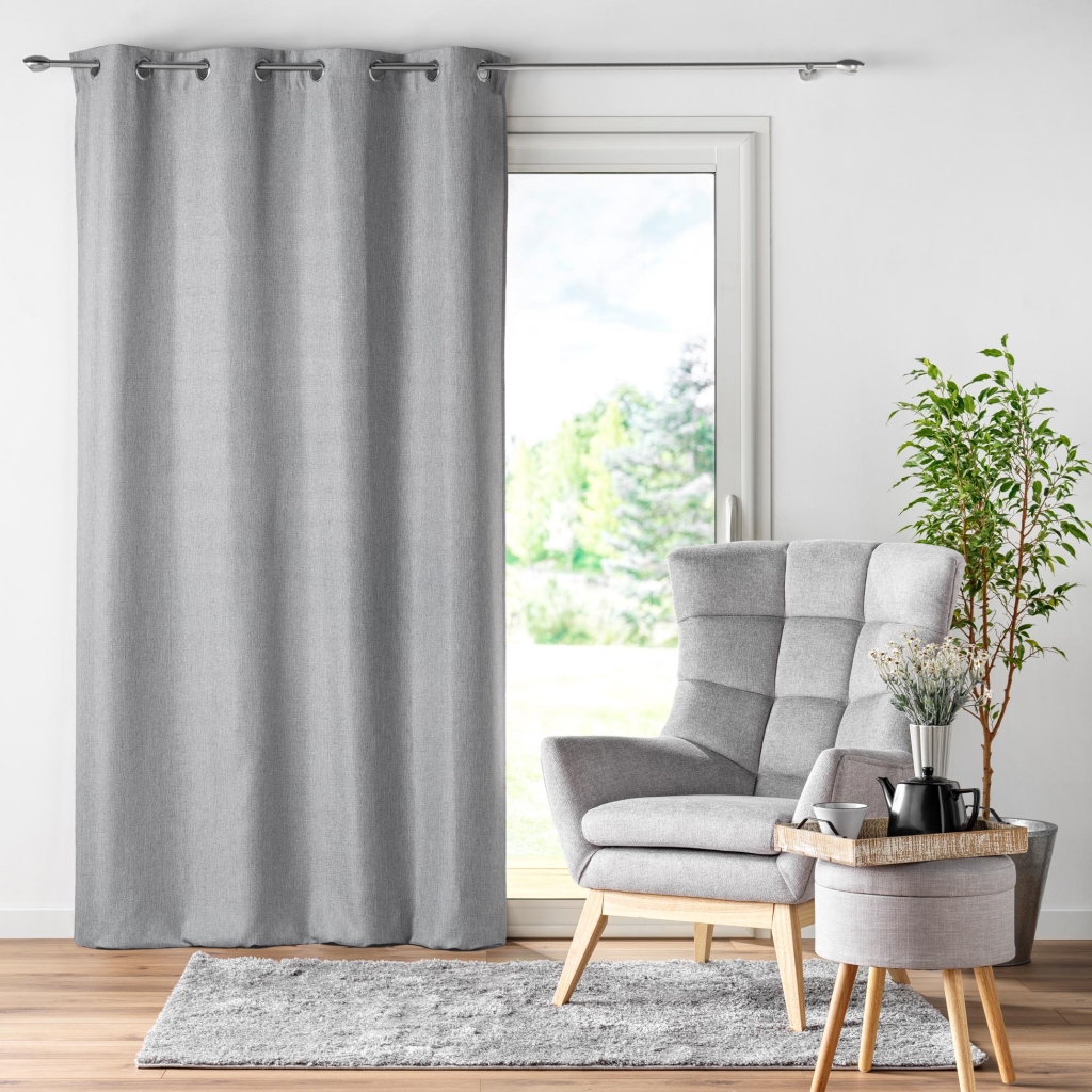 Rideau à œillets – 140 x 260 cm – chambray uni Newton - Gris