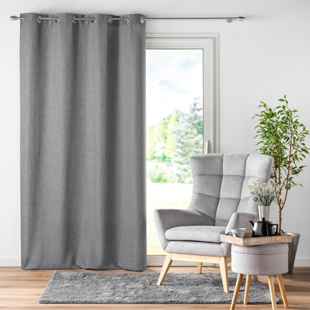 Rideau à œillets – 140 x 260 cm – chambray uni Newton - Anthracite