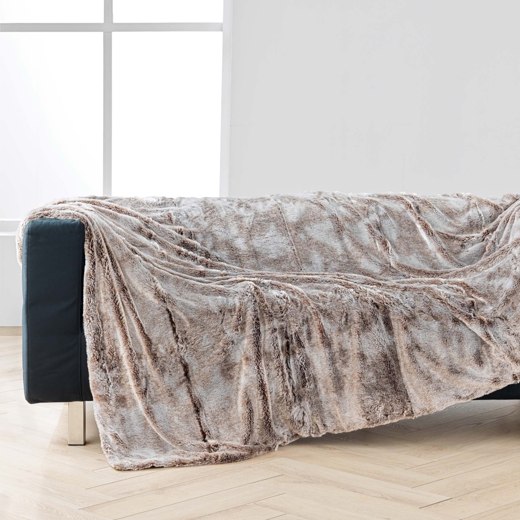 Plaid 180 x 220 cm imitation fourrure antartic Choco