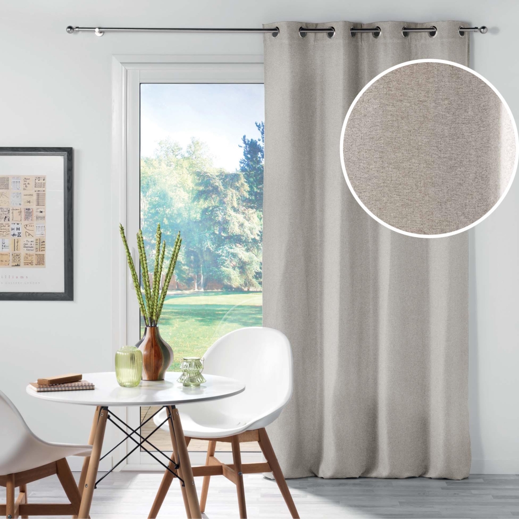 Rideau occultant à œillets - 135 x 240 cm - chambray uni - Chinéa Beige