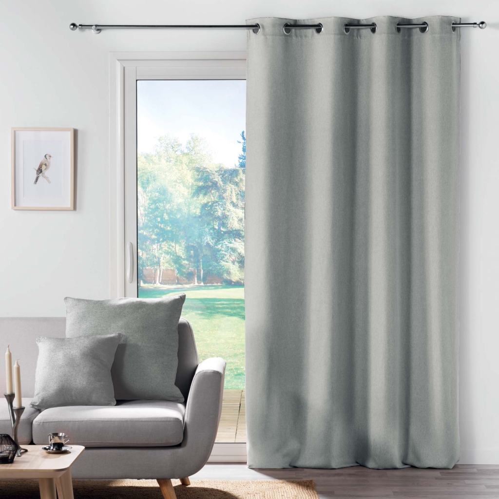 Rideau à œillets – 140 x 260 cm – chambray uni Solena – Gris