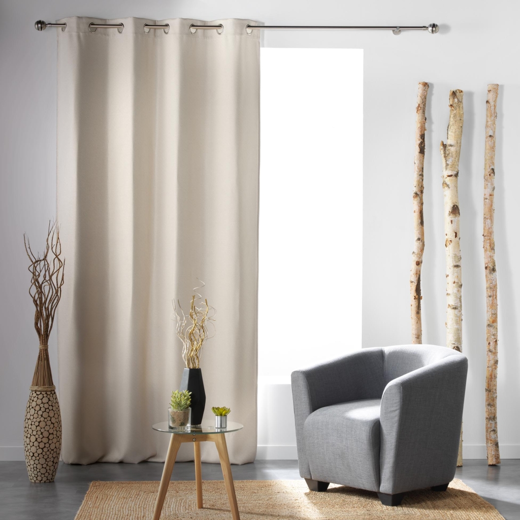 Rideau à œillets – 135 x 240 cm – occultant – tissé uni Tramina Naturel
