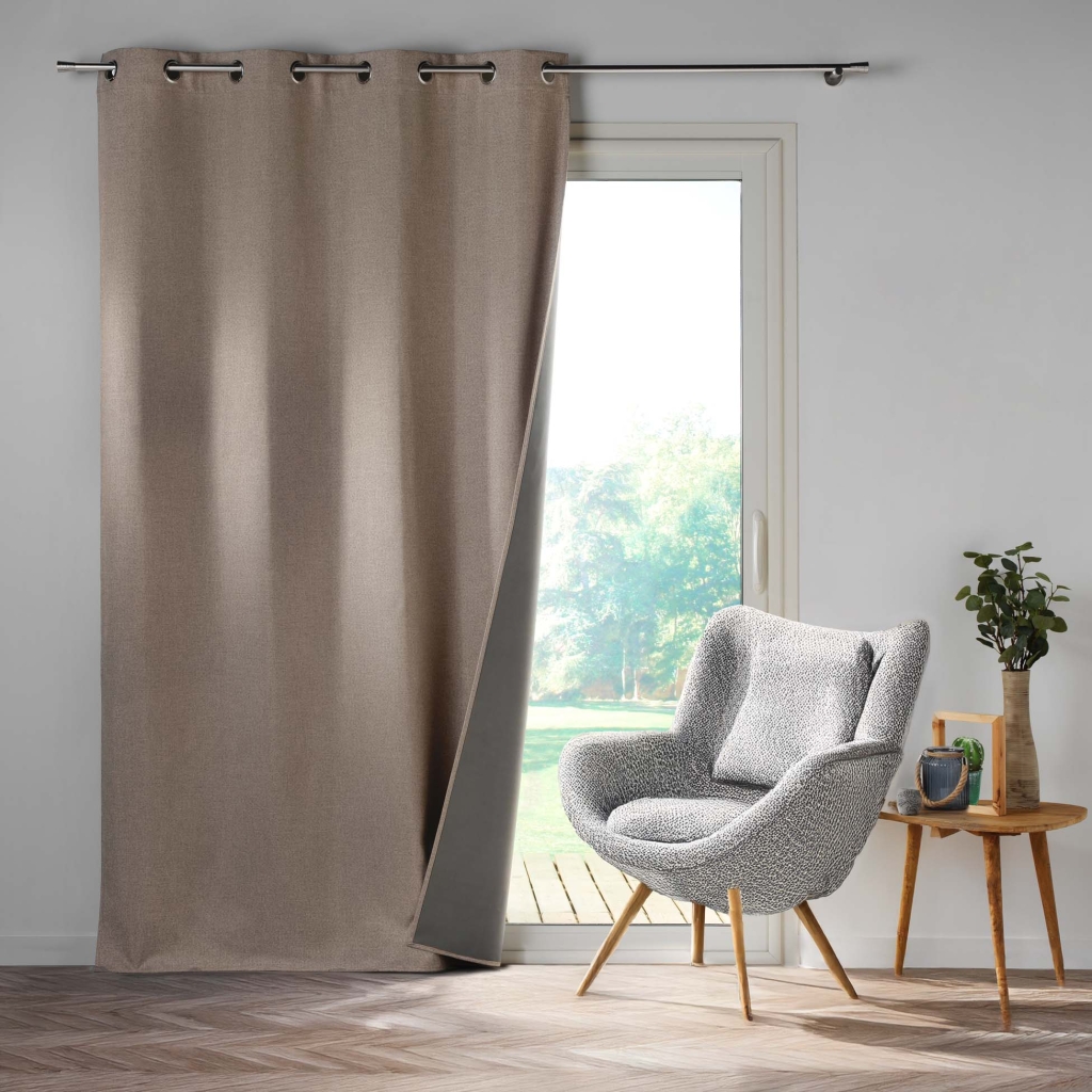 Rideau à Œillets 140 x 260 cm – 100 % Occultant / Chambray Uni – Crépuscule Beige
