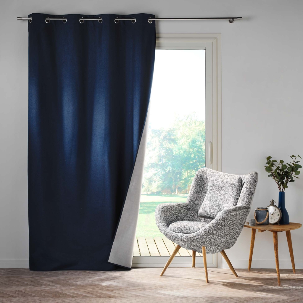 Rideau à Œillets 140 x 260 cm – 100 % Occultant / Chambray Uni – Crépuscule Bleu