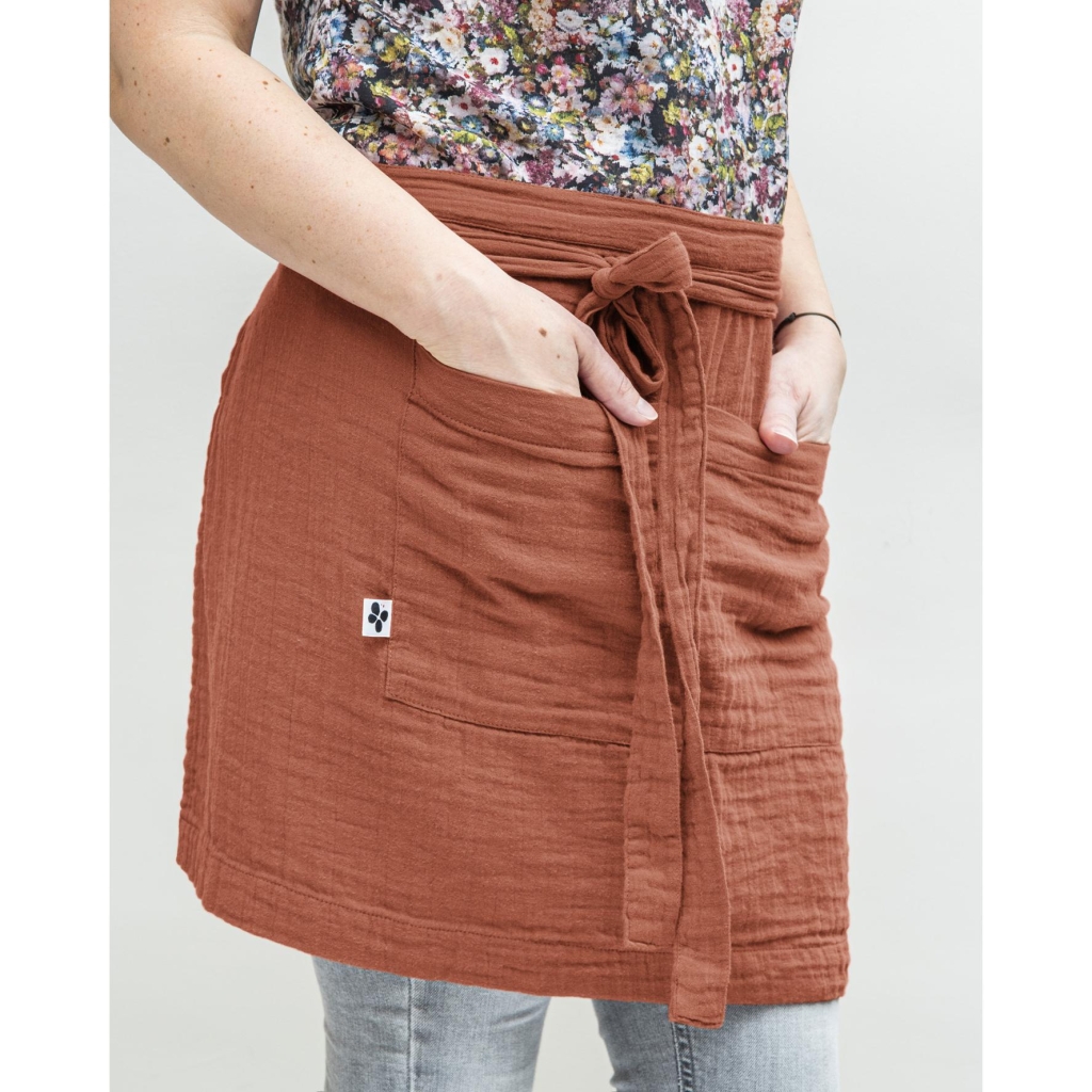 Tablier Serveur 45 x 80 cm – Gaze de Coton Unie GAÏA Terracotta