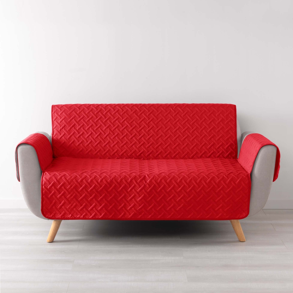 Protège-Canapé Matelassé 279 x 179 cm – Microfibre Unie – LOUNGE Rouge
