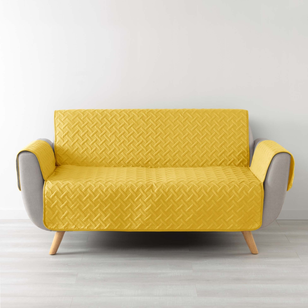 Protège-Canapé Matelassé 279 x 179 cm – Microfibre Unie – LOUNGE Jaune