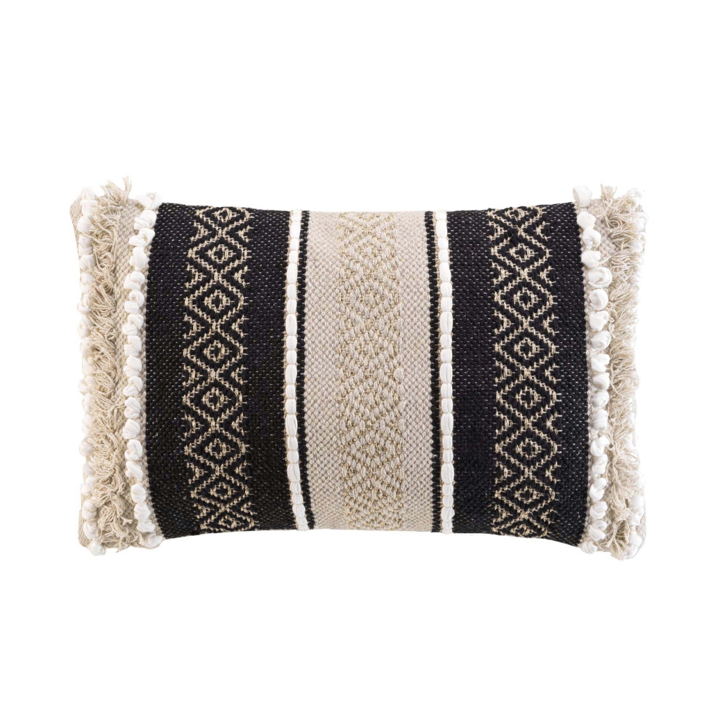 Coussin déhoussable 30 x 50 cm – Polycoton fantaisie + fils métallisés – Mirage