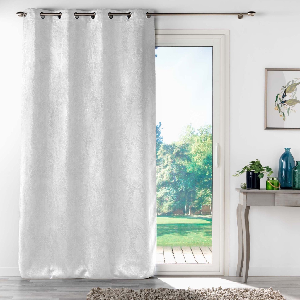 Rideau à œillets 135 x 280 cm – occultant – velours frappé Mélodie – grande hauteur - Blanc