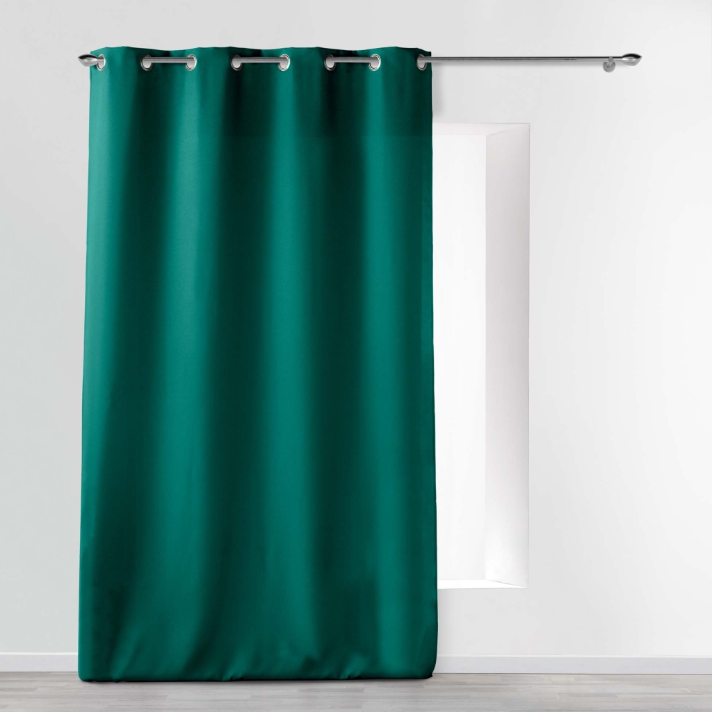 Rideau À Œillets 140 x 260 cm Polyester Uni Essentiel - Vert émeraude