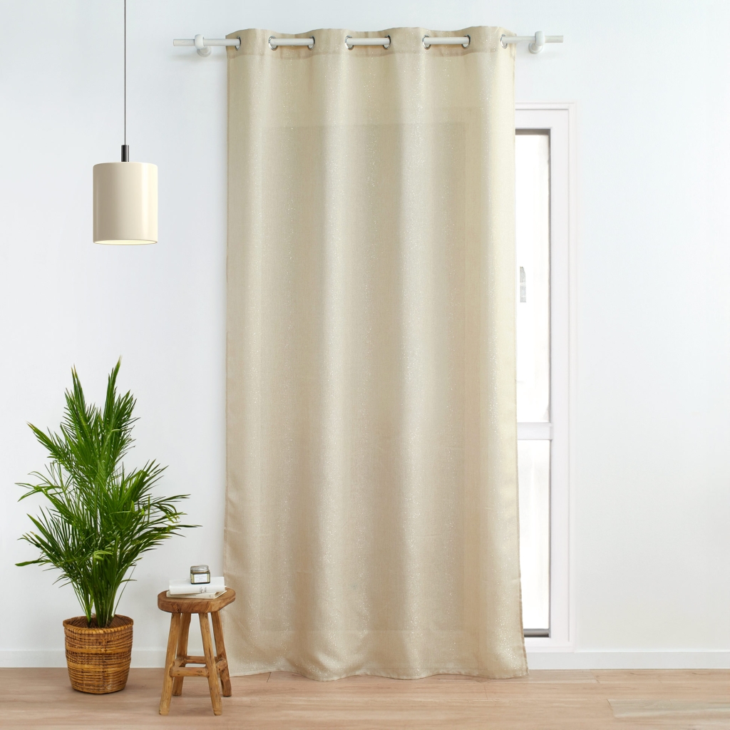 Rideau à œillets - 140 x 280 cm - fils métallisés Zeline - grande hauteur - Naturel