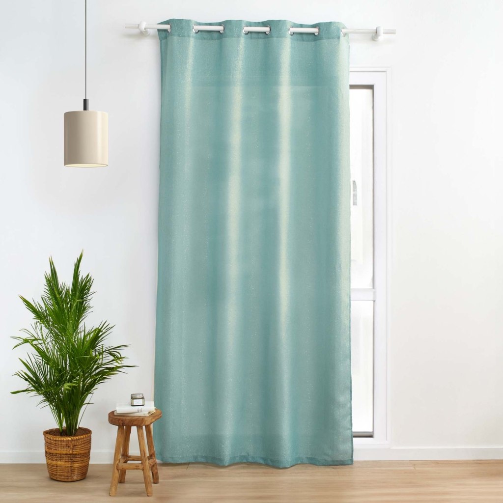 Rideau à œillets - 140 x 280 cm - fils métallisés Zeline - grande hauteur - Sauge