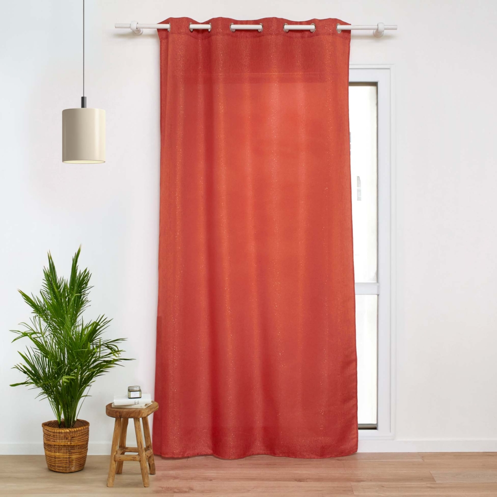 Rideau à œillets - 140 x 280 cm - fils métallisés Zeline - grande hauteur - Terracotta