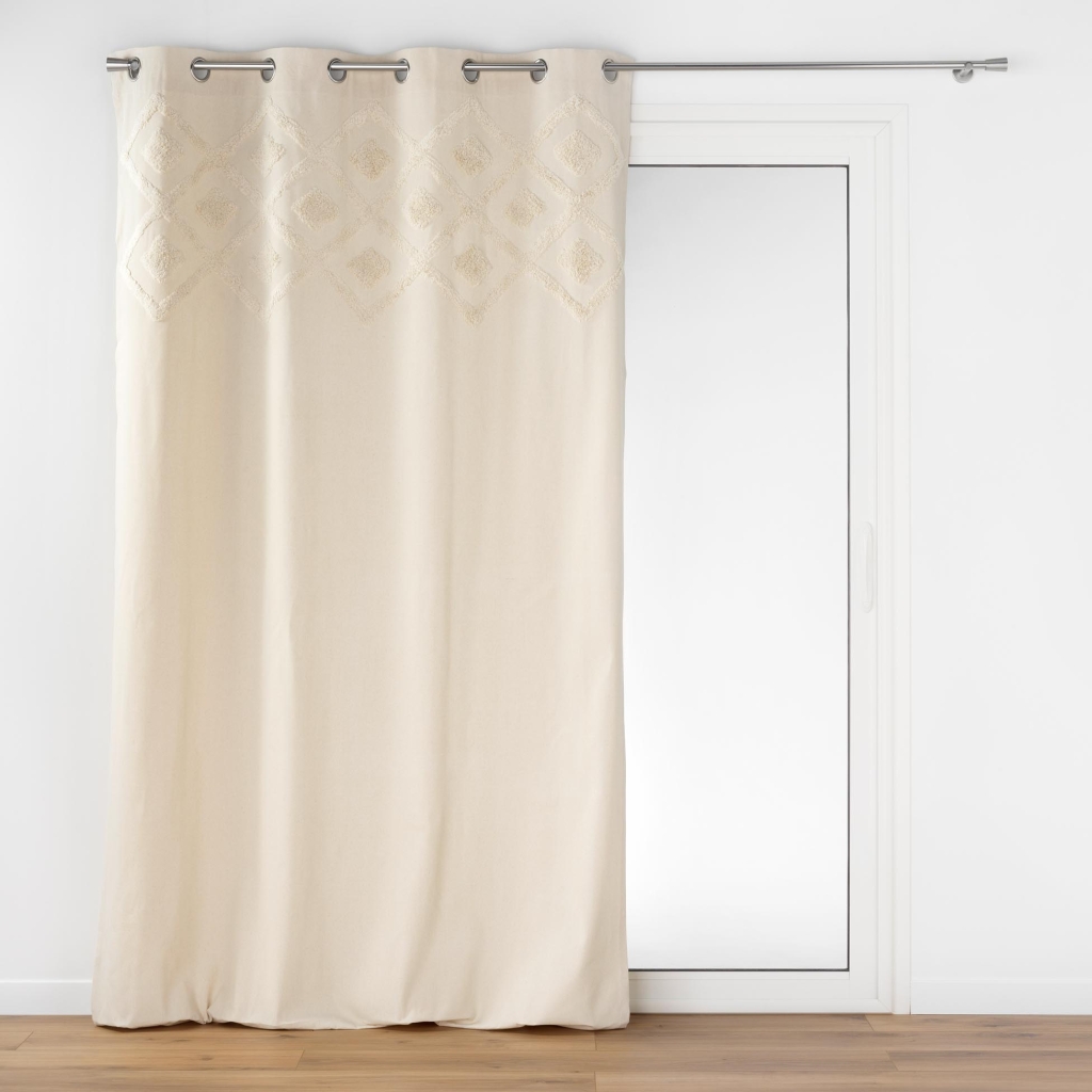 Rideau à Œillets 140 x 240 cm – Coton / Polyester Uni + Top Tufté – Inca