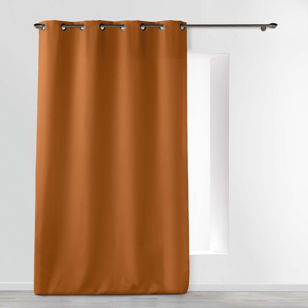 Rideau grande hauteur à œillets 140 x 280 cm – Polyester uni Essentiel CAMEL