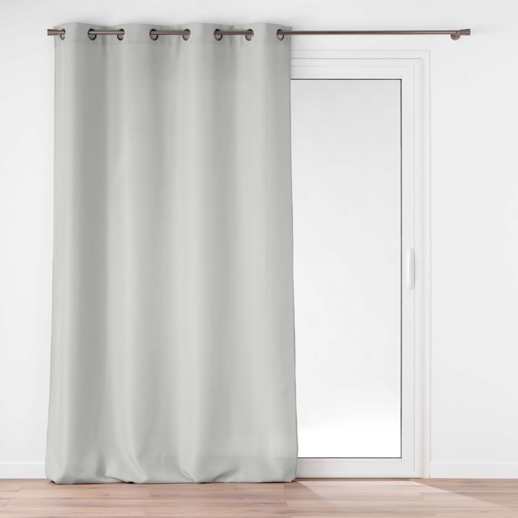 Rideau grande hauteur à œillets 140 x 280 cm – Polyester uni SOLINE – GRIS