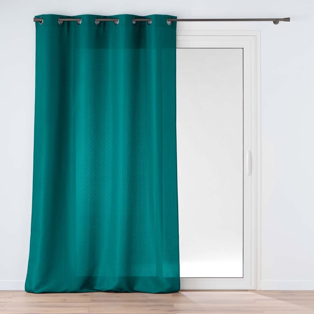 Rideau grande hauteur à œillets 140 x 280 cm – Polyester uni SOLINE – BLEU PAON