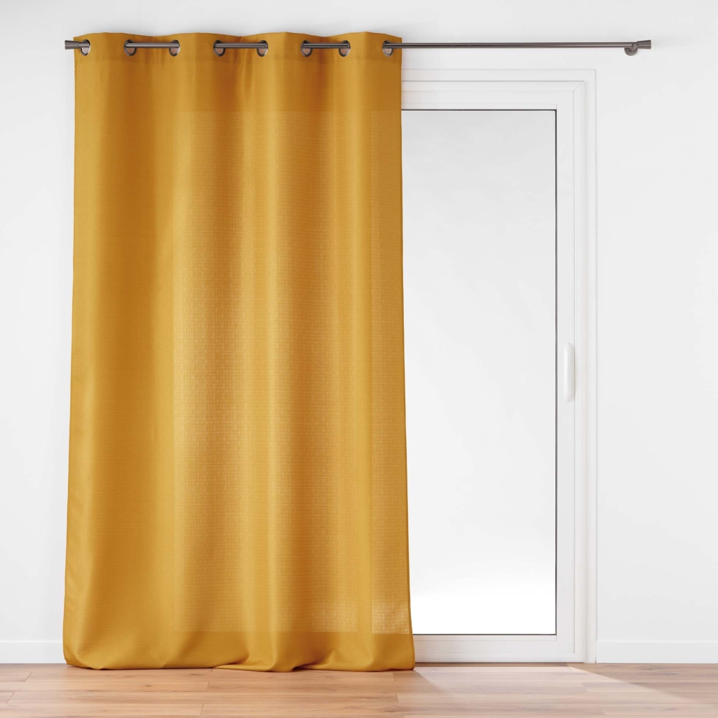 Rideau grande hauteur à œillets 140 x 280 cm – Polyester uni SOLINE – OCRE