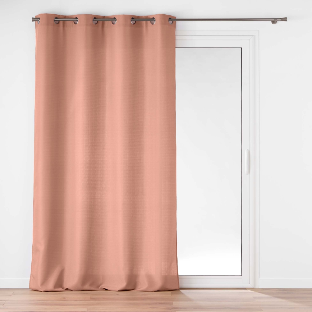Rideau grande hauteur à œillets 140 x 280 cm – Polyester uni SOLINE – BLUSH
