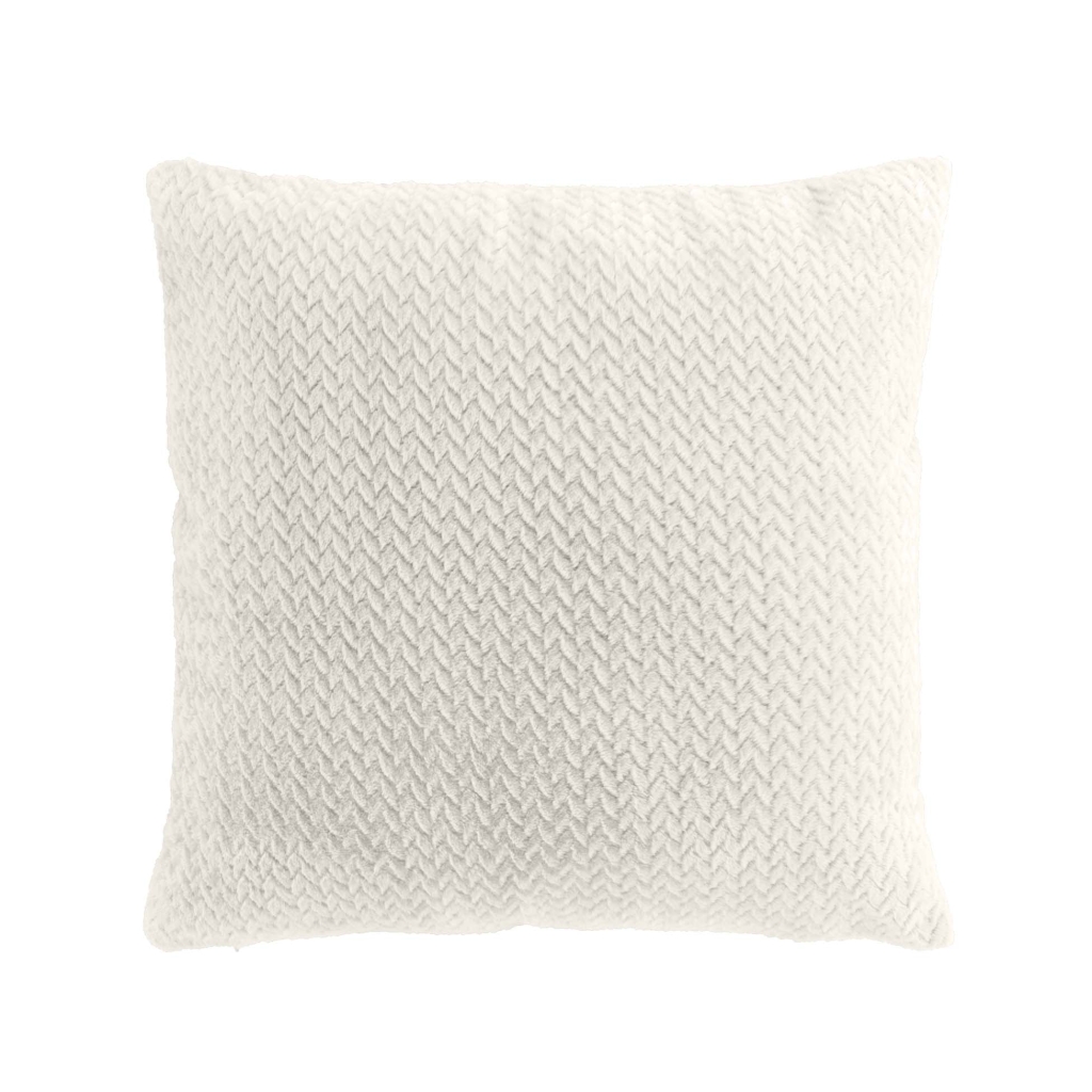 Coussin Déco 45x45 cm – Flanelle Relief Unie – Déhoussable – Beige Naturel