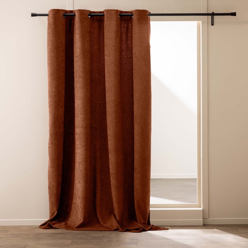 Rideau à œillets 140 x 260 cm – Bouclette unie WINONA – Coloris Terracotta