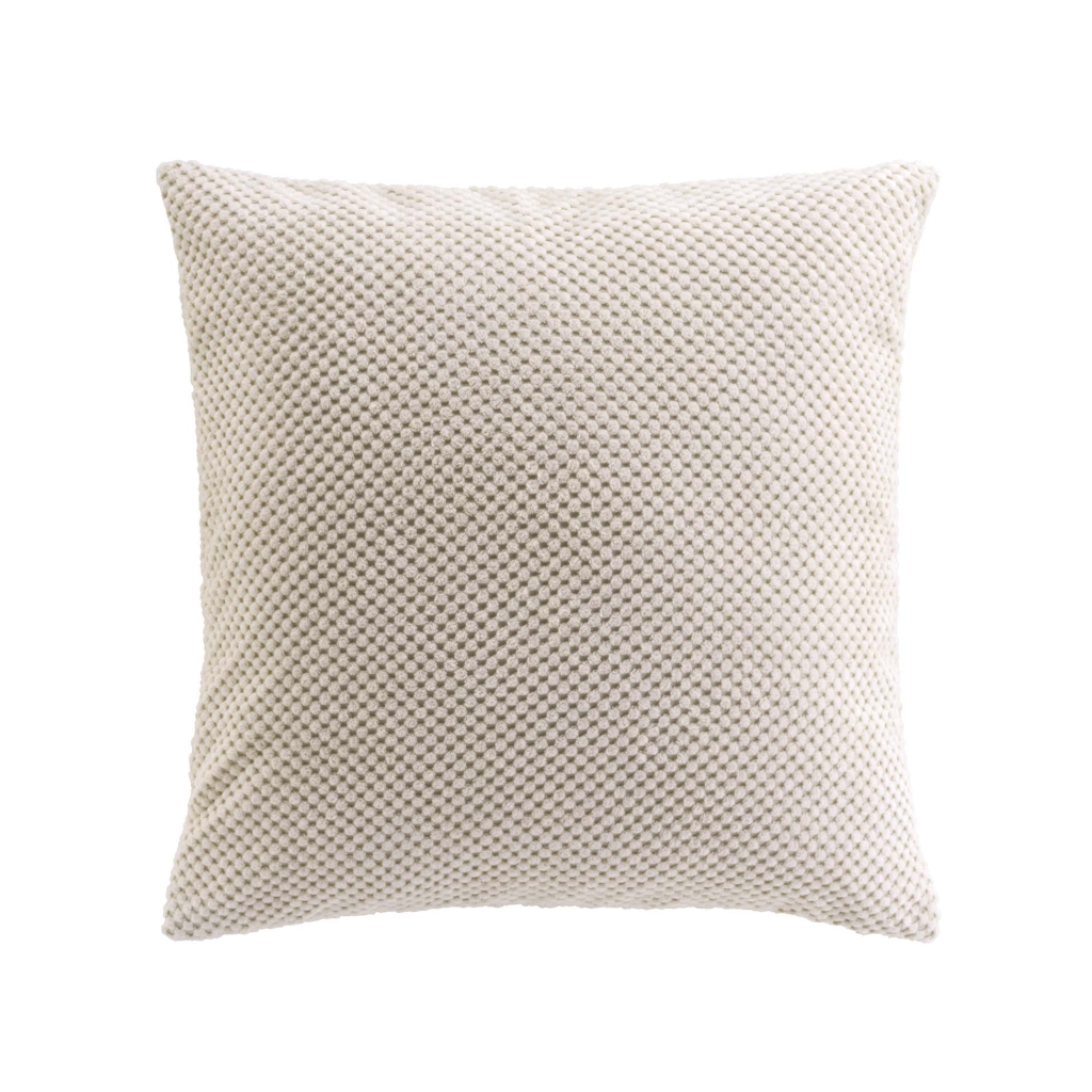 Coussin déhoussable 45 x 45 cm velours relief JAVA Naturel
