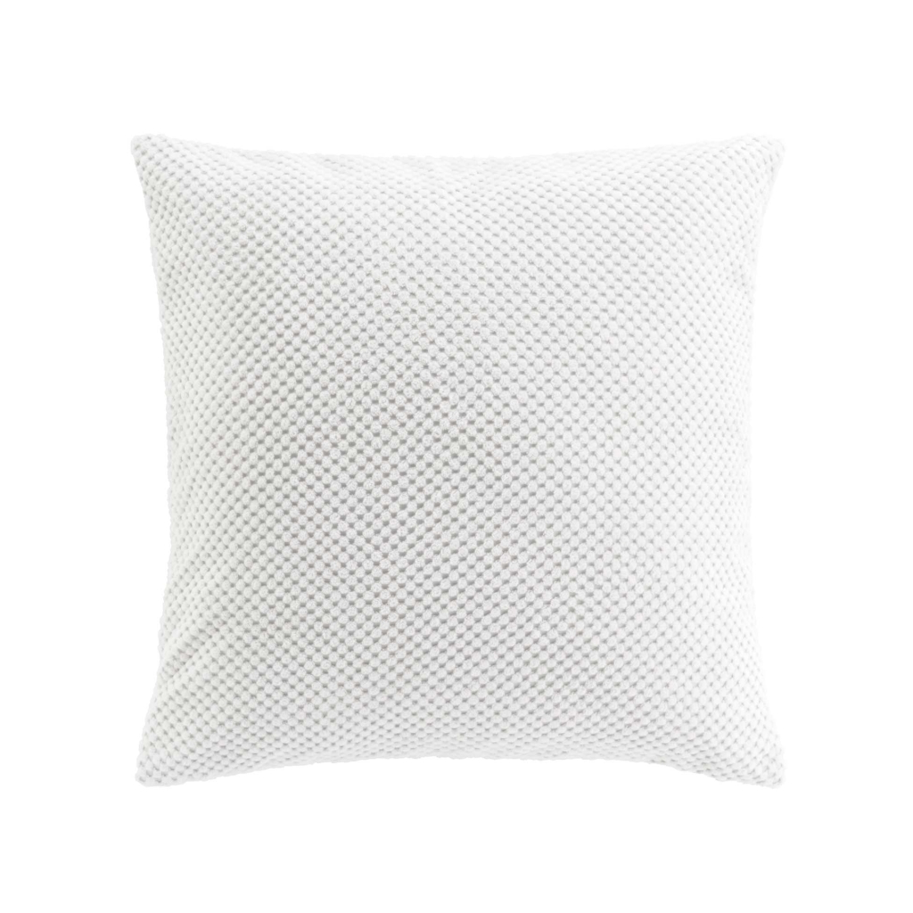 Coussin déhoussable 45 x 45 cm velours relief JAVA Blanc