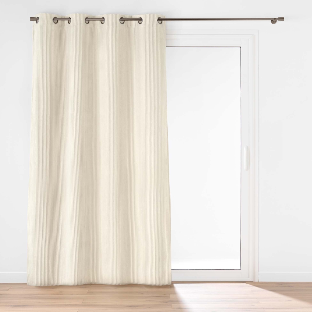  Rideau à œillets 140 x 260 cm – Velours relief côtelé – Modèle Nils Naturel
