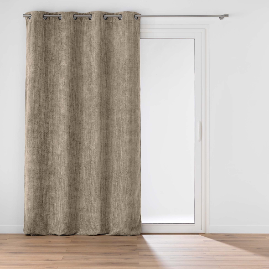 Rideau à œillets 140 x 260 cm en velours chenille Léo – Sable