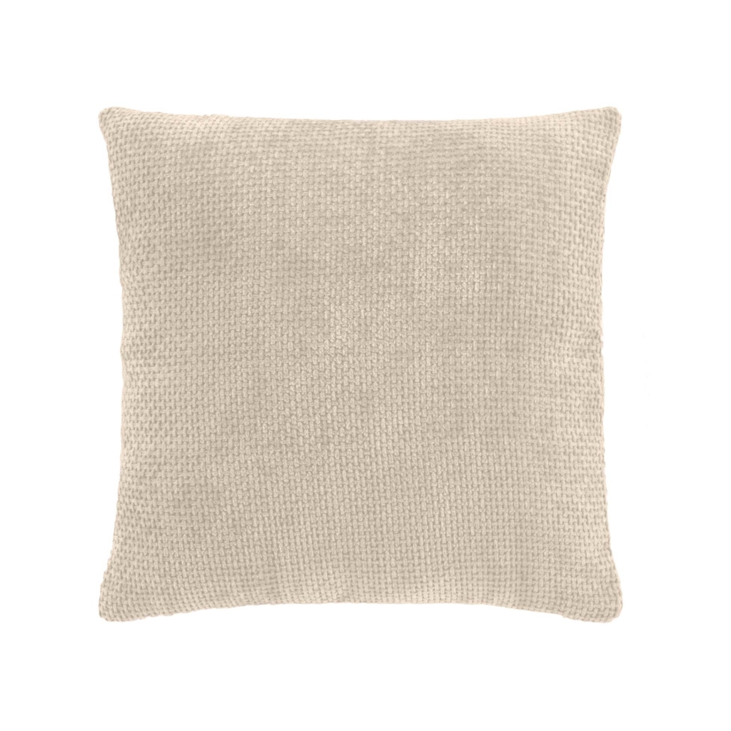 Coussin déhoussable 45 x 45 cm – Velours chenille LEO Naturel