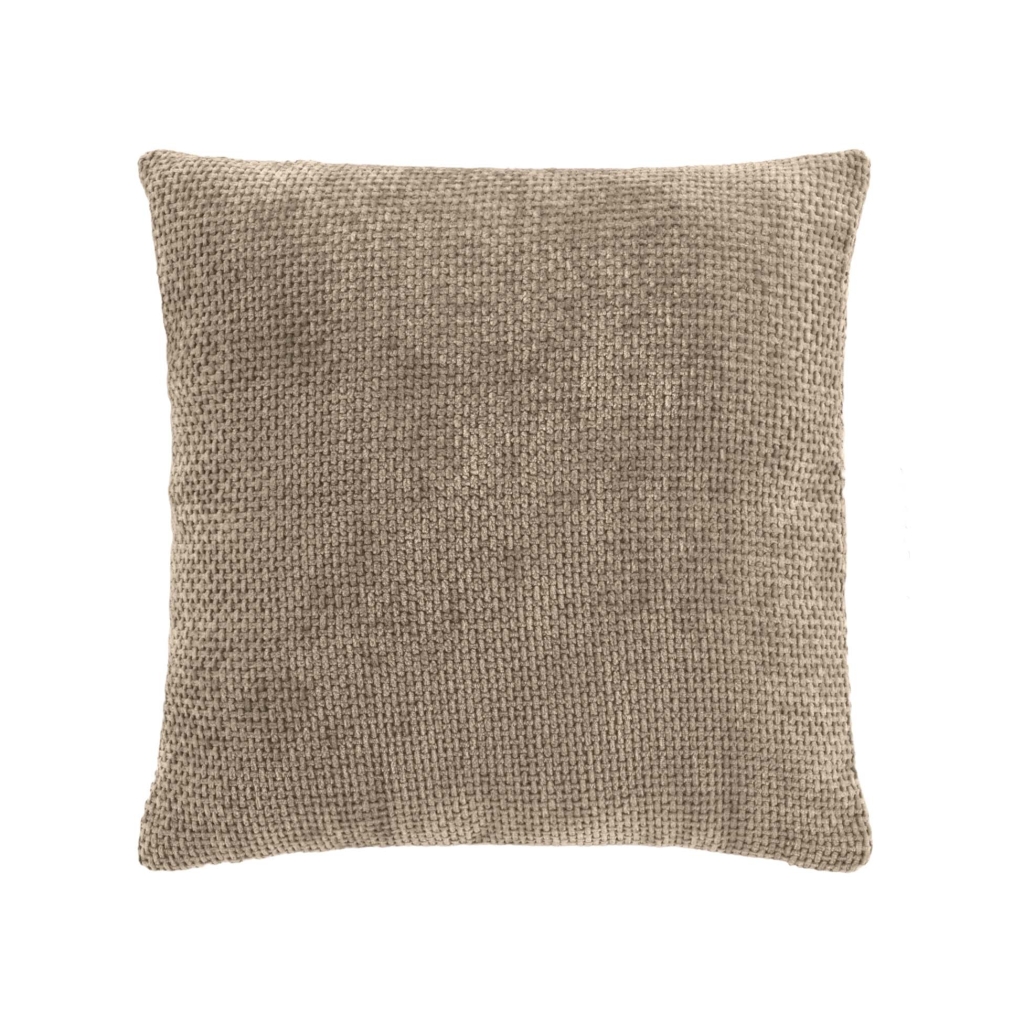 Coussin Déhoussable 45 x 45 cm – Velours Chenille Léo – Coloris Sable