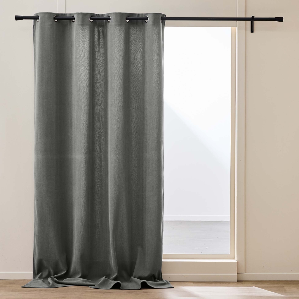 Rideau thermique à œillets 140 x 260 cm – Velours côtelé doublé polaire – Madison Anthracite