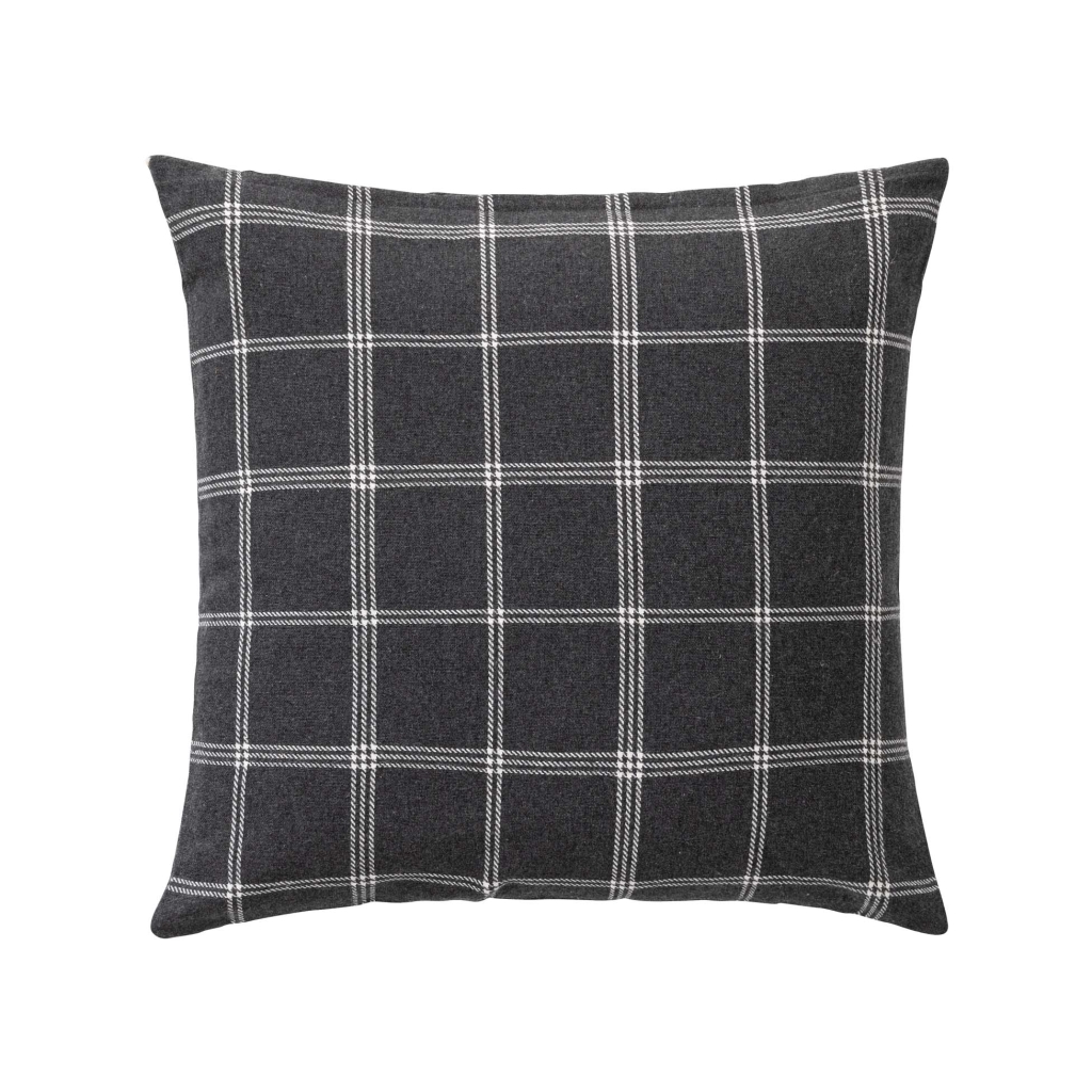 Coussin déhoussable 45 x 45 cm – Coton / Polyester Tissé – Everest Anthracite à Carreaux