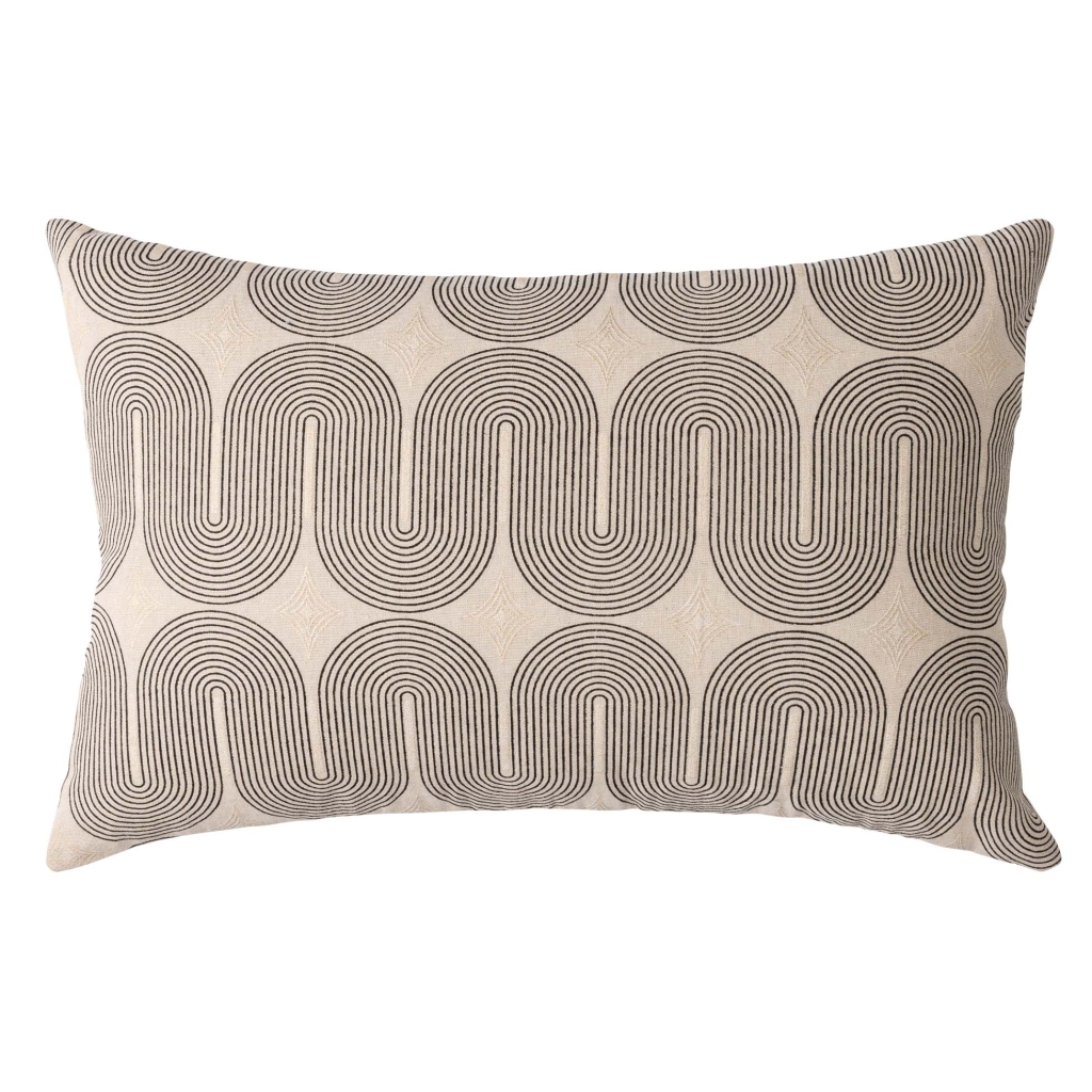 Coussin déhoussable 40 x 60 cm polycoton imprimé métallisé ONDINE Noir