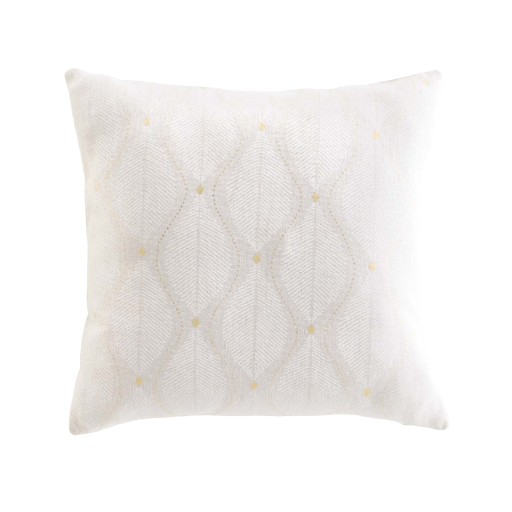 Coussin déhoussable 45 x 45 cm polycoton imprimé métallisé Maho Blanc