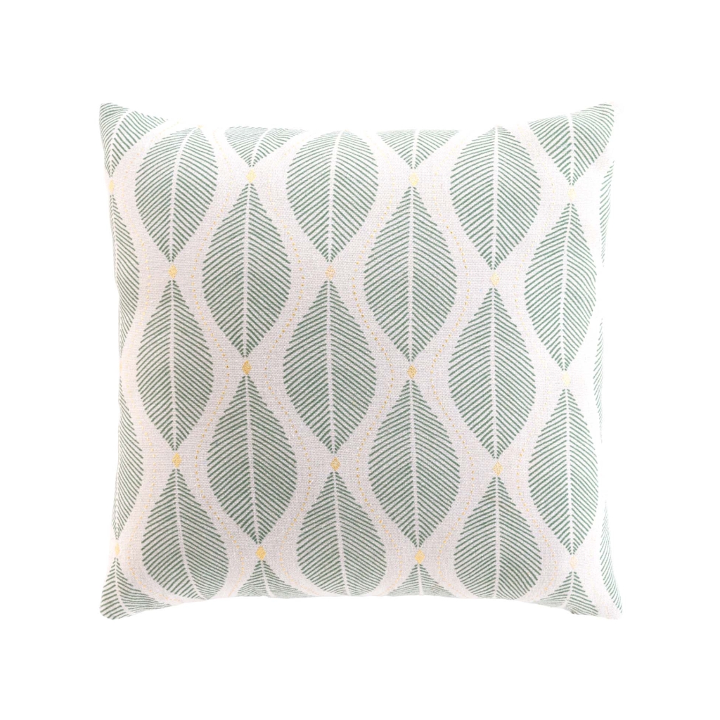 Coussin déhoussable 45 x 45 cm polycoton imprimé métallisé Maho Sauge