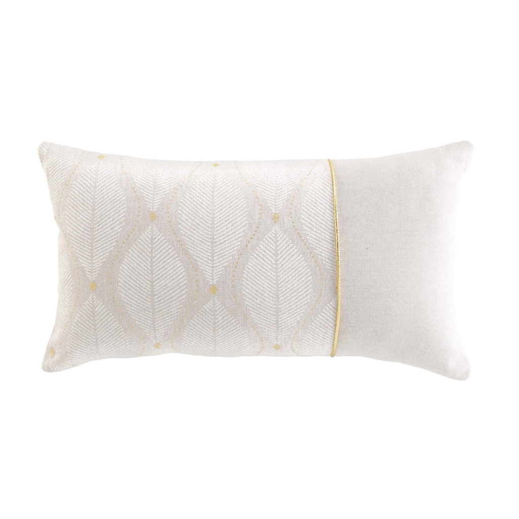 Coussin déhoussable 30 x 50 cm polycoton imprimé métallisé Maho Blanc