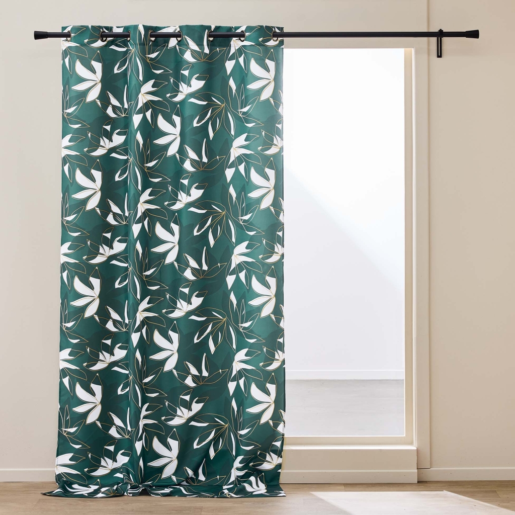  Rideau À Œillets 140 x 260 cm Polyester Imprimé Métallisé – Elsa vert