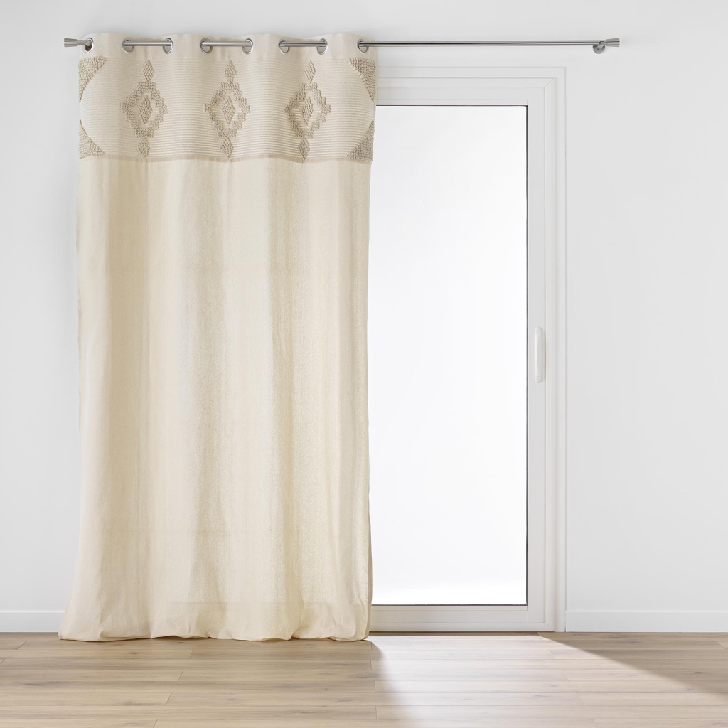  Rideau à œillets 140 x 240 cm – Coton/Polyester – Top fantaisie brodé – Modèle Kamary