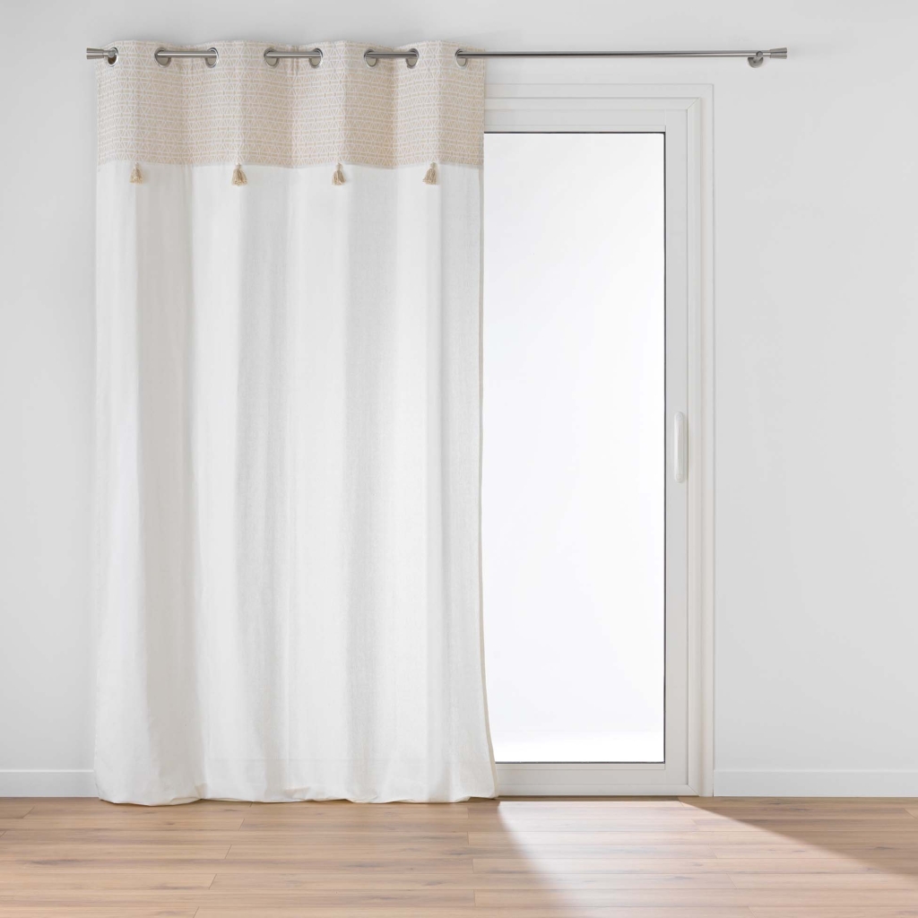  Rideau à œillets 140 x 240 cm – Coton/Polyester – Top jacquard avec pompons – Milano