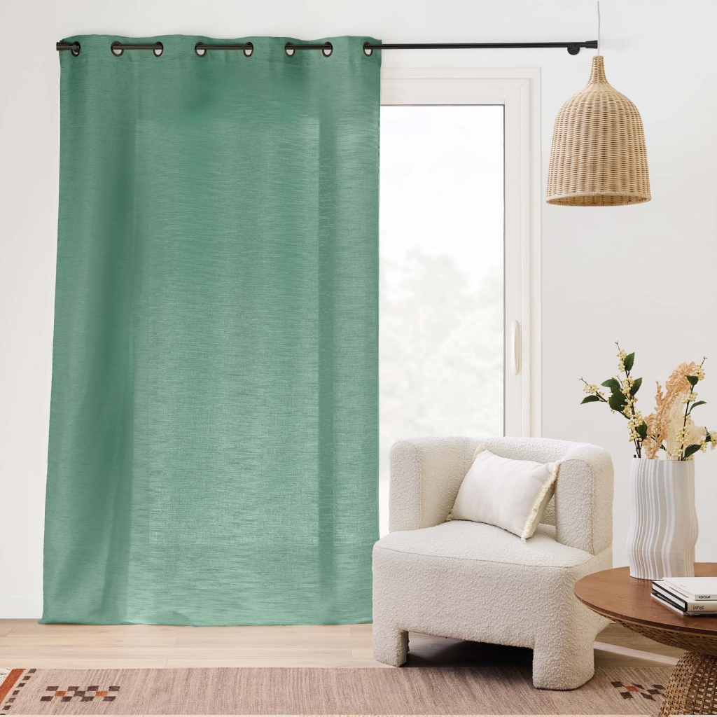 Rideau à œillets 140 x 260 cm – Effet lin tissé – – Nando – Coloris cèdre