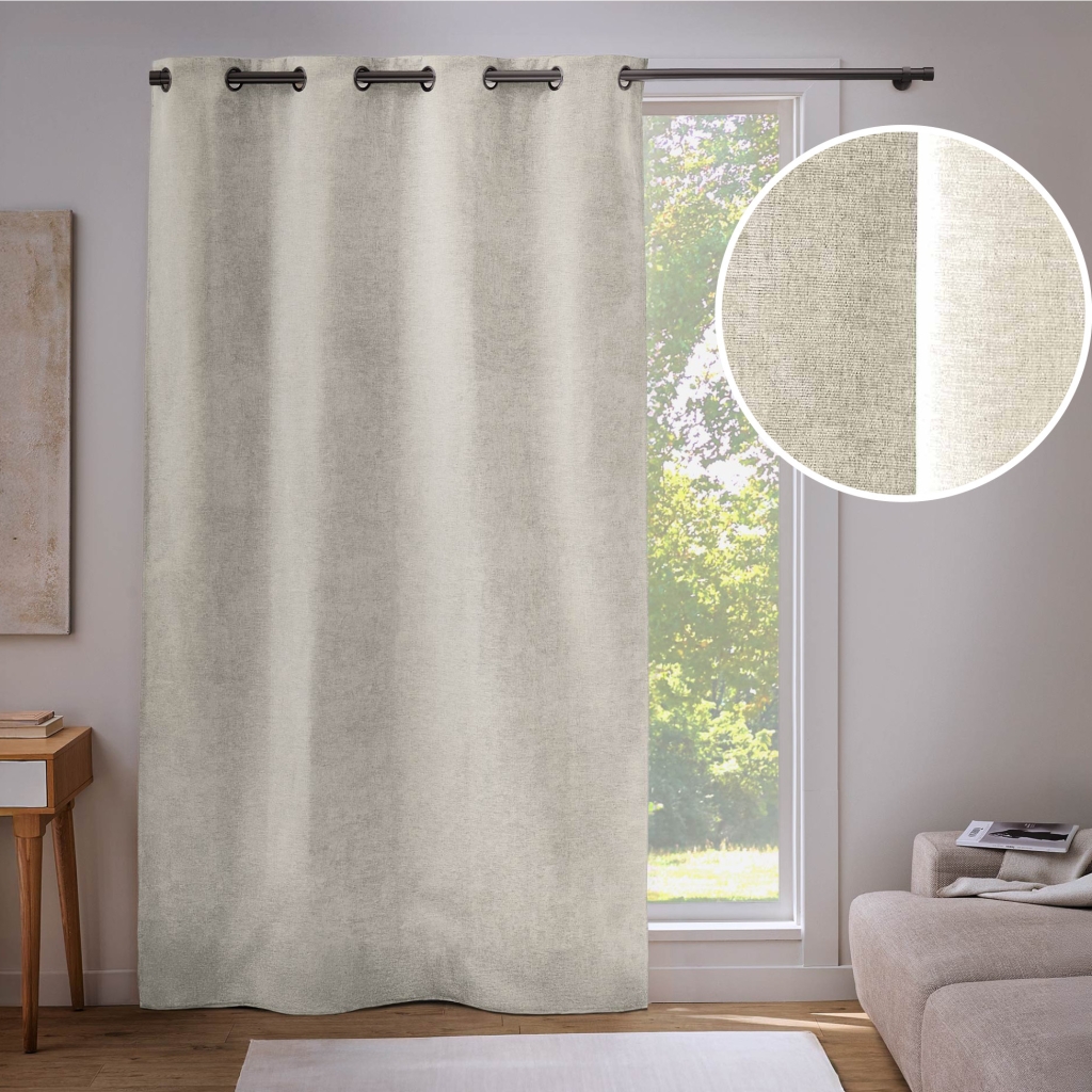Rideau occultant à œillets 135 x 260 cm Velouris Naturel effet velours